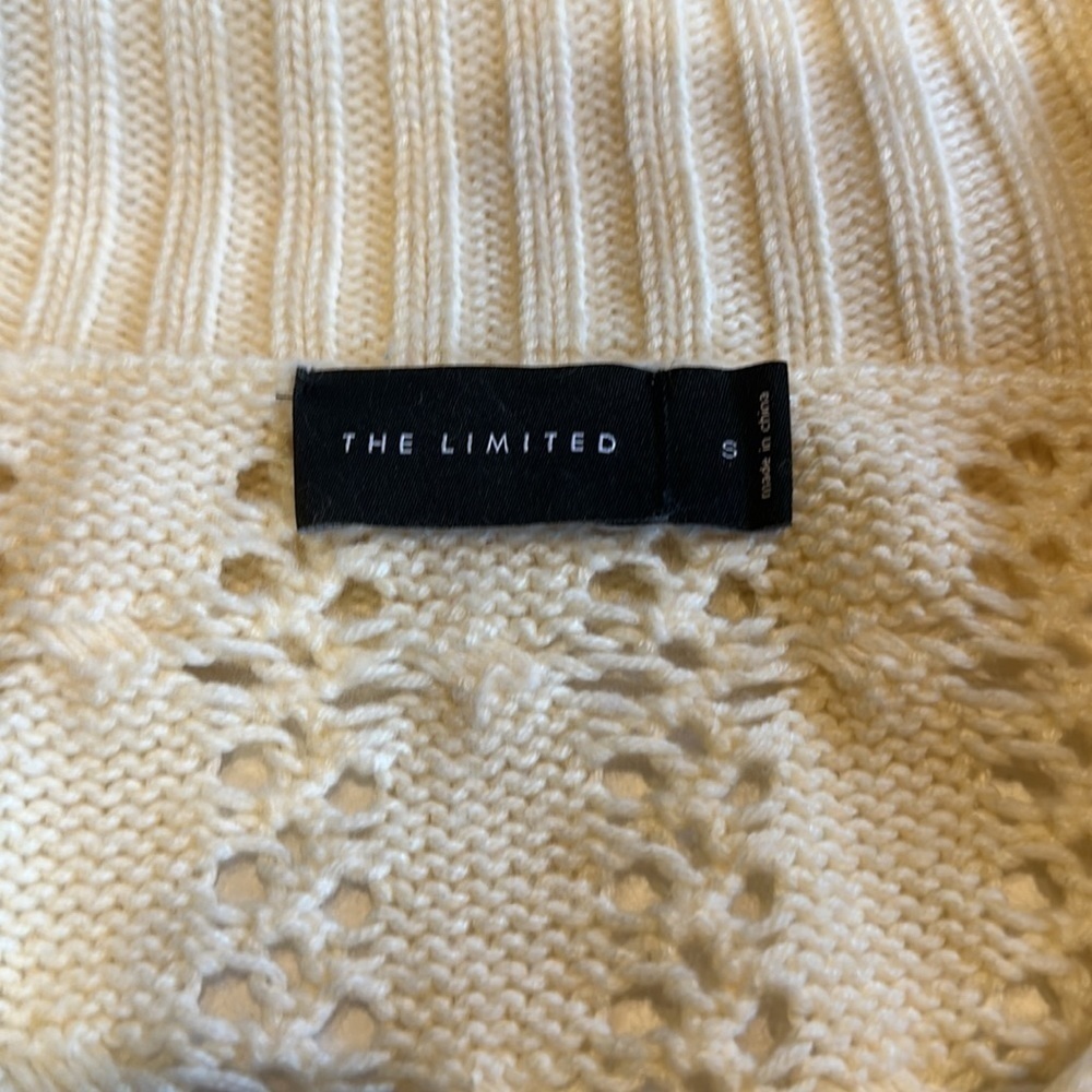 The Limited open front vanilla sweater cuff sleeves Anita wool acrylic small - Picture 4 of 10